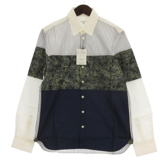 【中古】未使用品 ディスカバード DISCOVERED タグ付き ストライプ カモフラシャツ 長袖 ホワイト系 1 メンズ