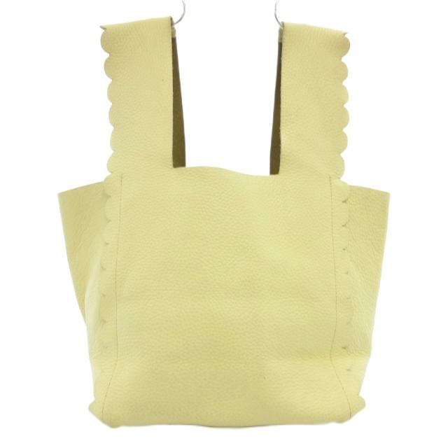 【中古】ラドロー LUDLOW ハンドバッグ スカラップ シュリンクレザー シボ革 黄 イエロー /JS レディース