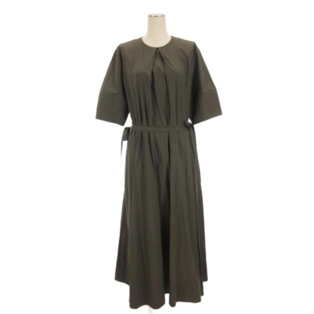 【中古】ジェイ&エムデヴィッドソン J&M Davidson フロントタックワンピース ロング 半袖 カーキ 6 レディース