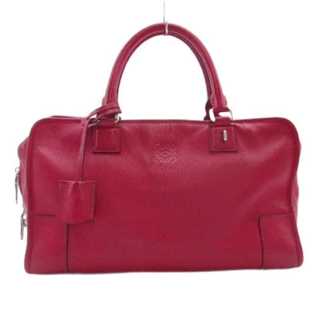 【中古】ロエベ LOEWE アマソナ36 アナグラム ハンドバッグ レザー レッド系 ☆AA★ レディース