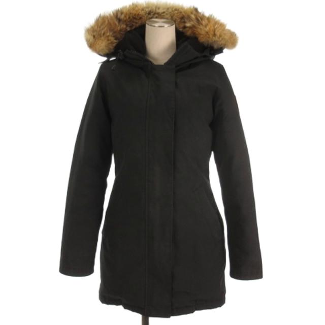 【中古】カナダグース ヴィクトリアパーカー ダウン コート コヨーテファー 3037L ブラック XS レディース