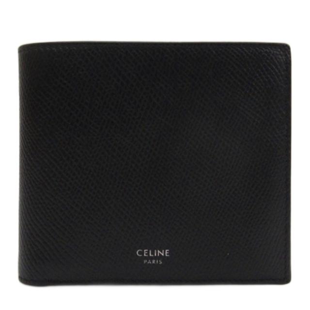【中古】セリーヌ CELINE バイフォールド ウォレット 二つ折り財布 レザー ブラック ☆AA★ メンズ レディース