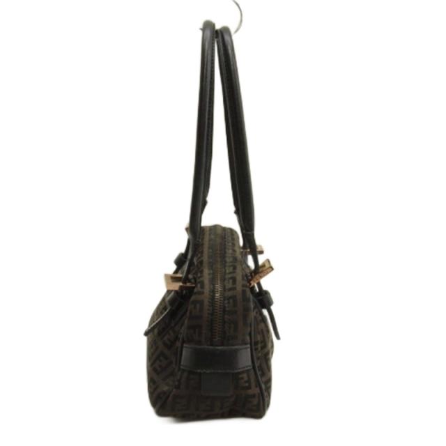 FENDI◇ショルダー欠品角スレ有/ズッカ/ハンドバッグ/キャンバス/BRW