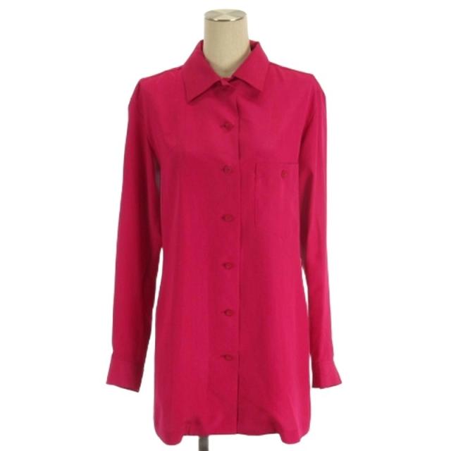 【中古】イッセイミヤケ ISSEY MIYAKE シャツ 長袖 ピンク M レディース