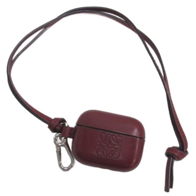 【中古】ロエベ LOEWE アナグラム AirPods Pro用 エアポッズプロ用 ケース レザー ボルドー その他