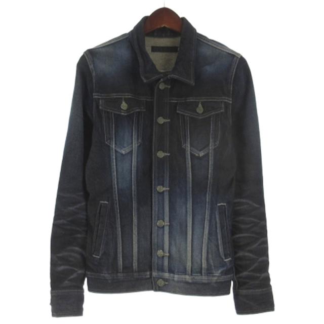 【中古】フーガ FUGA デニム ジャケット ヒゲ インディゴ 44 メンズ
