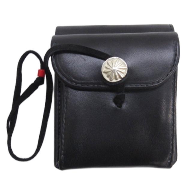 【中古】ゴローズ goro's バタフライウォレット 二つ折り財布 コンチョ付き レザー ブラック ☆AA★ メンズ