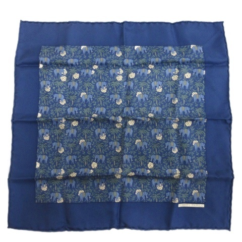 【中古】エルメス HERMES カレ 40 スカーフ シルク フランス製 ブルー レディース