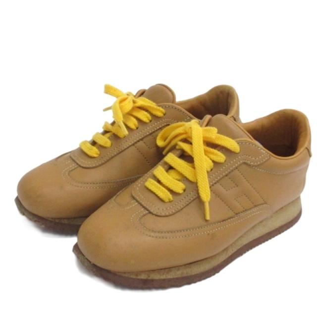 【中古】エルメス HERMES クイック スニーカー レザー ブラウン 36.5 23.5cm ジャンク レディース