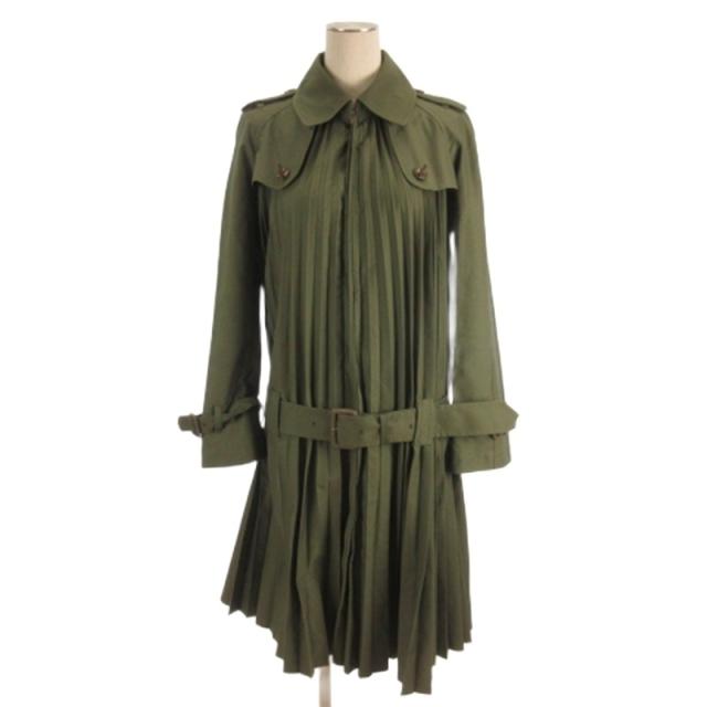 【中古】ジュンヤワタナベ JUNYA WATANABE プリーツ トレンチコート ロング JQ-J009 AD2015 カーキ XS レディース
