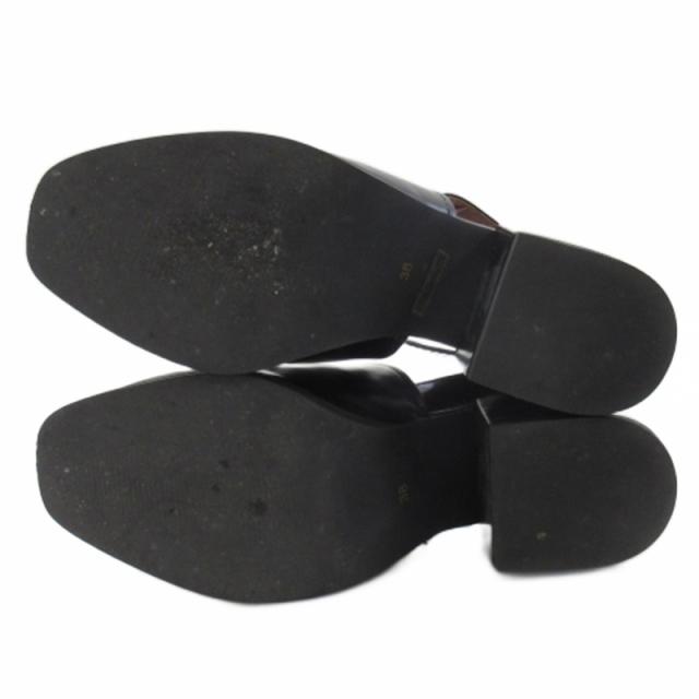 【中古】エンフォルド ENFOLD レザー ミュール ボリュームソール ブラック 38 24.5cm レディース