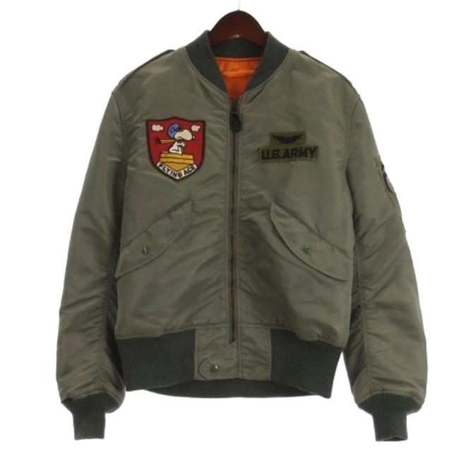 【中古】トイズマッコイ TOYS McCOY × PEANUTS スヌーピー L-2B フライトジャケット リバーシブル カーキ L