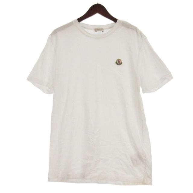 【中古】モンクレール MONCLER ロゴ ワッペン Tシャツ カットソー 半袖 G20918C00055 ホワイト L メンズ