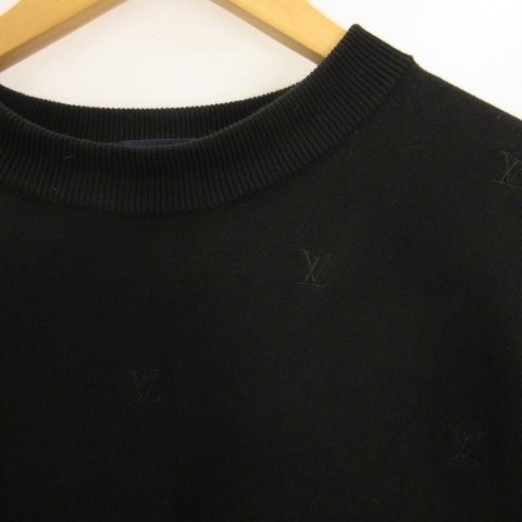 【中古】ルイヴィトン LOUIS VUITTON 25AW ブラゾン エンブロイダリー ショートスリーブ ニット XL ブラック メンズ_2