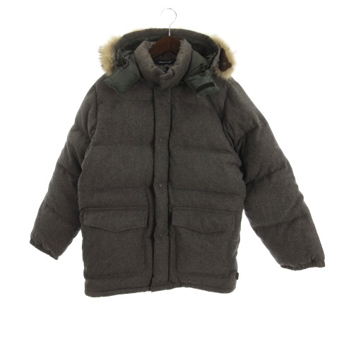 【中古】モンクレール MONCLER 青タグ ウール ダウンジャケット ファー キッズ  14ans グレー ■GY12 キッズ
