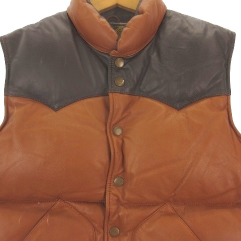 【中古】ワイツーレザー Y’2 LEATHER シープスキン ダウンベスト 36 ブラウン系 メンズ_2