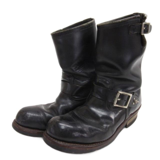 【中古】レッドウィング REDWING エンジニアブーツ スタッズ 2268 羽タグ USA製 ブラック 8D メンズ