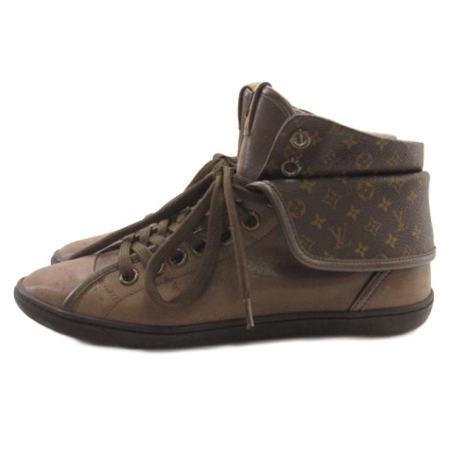 【中古】ルイヴィトン LOUIS VUITTON ブレアライン モノグラム スニーカー ハイカット レザー ブラウン 36 ■GY62 レディース
