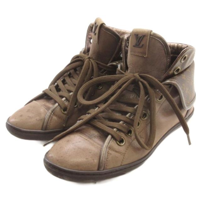 【中古】ルイヴィトン LOUIS VUITTON ブレアライン モノグラム スニーカー ハイカット レザー ブラウン 36 ■GY62 レディース_1