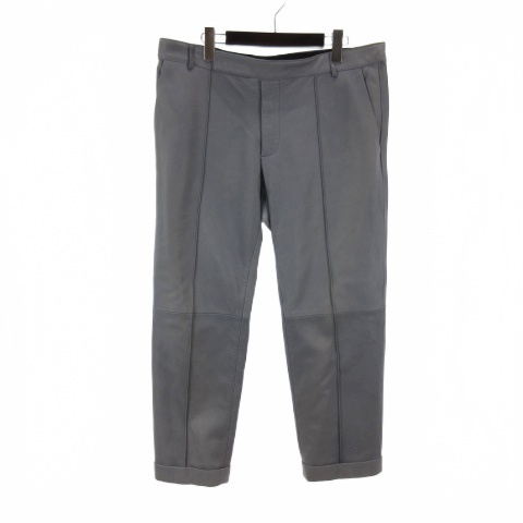 【中古】グッチ GUCCI ラムレザー パンツ 52 ライトブルー ■GY62 メンズ