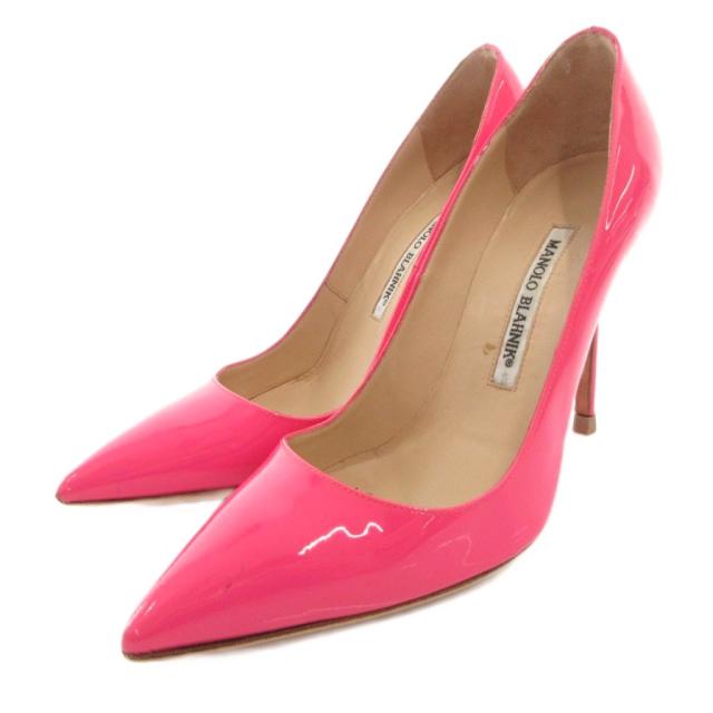 【中古】マノロブラニク MANOLO BLAHNIK パンプス ハイヒール ポインテッドトゥ エナメル 36.5 ピンク