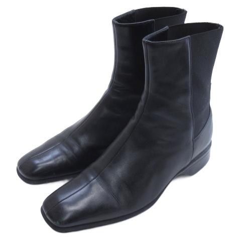 【中古】プラダ PRADA サイドゴア ショートブーツ ブラック 36.5 ■GY62 レディース