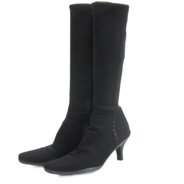 【中古】プラダスポーツ PRADA SPORT ロング ブーツ ブラック 38.5 ■GY62 レディース