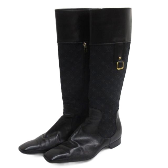 【中古】ルイヴィトン LOUIS VUITTON モノグラム ブーツ ブラック 36.5 ■GY62 レディース