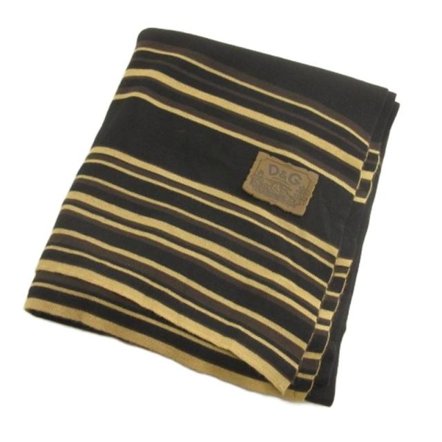【中古】ドルチェ&amp;ガッバーナ ドルガバ DOLCE&amp;GABBANA ストール ボーダー ブラック ブラウン ■GY62