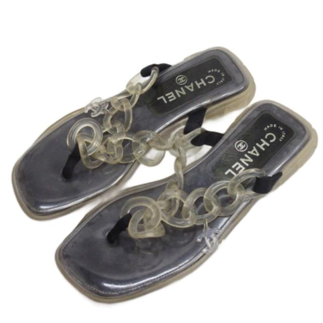 【中古】シャネル CHANEL ココマーク チェーン サンダル クリア系 ジャンク ■GY62 レディース