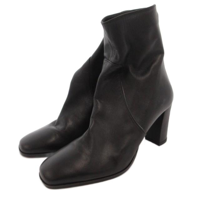 【中古】マッキントッシュ ロンドン MACKINTOSH LONDON ショートブーツ バックジップ チャンキーヒール 22 黒