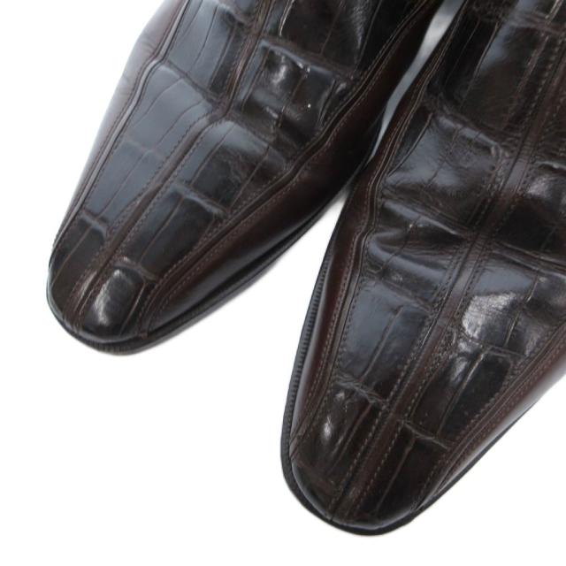 【中古】ア・テストーニ a.testoni サイドゴア シューズ クロコダイルレザー 7 茶 ブラウン /UO ■GY62 メンズ_5