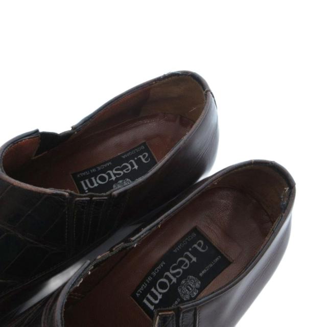 【中古】ア・テストーニ a.testoni サイドゴア シューズ クロコダイルレザー 7 茶 ブラウン /UO ■GY62 メンズ_6