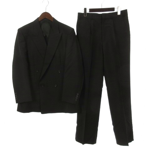【中古】バーバリーズ Burberrys セットアップ ダブル スーツ ジャケット パンツ ブラック 260608E ORG メンズ