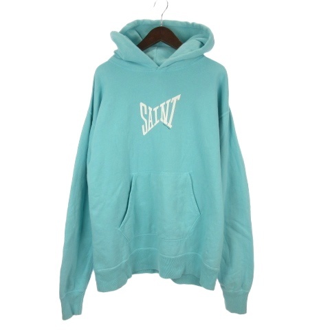 【中古】セントマイケル SAINTMICHAEL 23SS SAINT HOODIE ロゴ パーカー 裏起毛 XL ブルー SM-S23-0000-048 メンズ