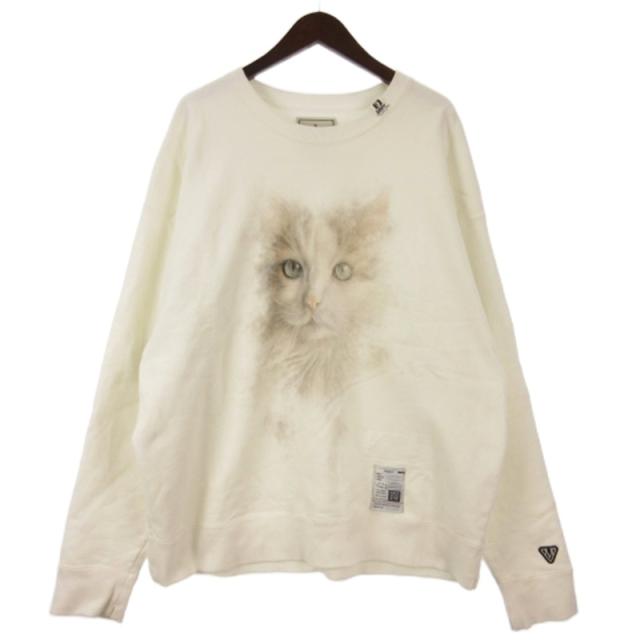 【中古】ミハラヤスヒロ MIHARA YASUHIRO Cat Printed Sweatshirt キャット プリント スウェット トレーナー ホワイト 48