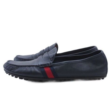 【中古】グッチ GUCCI シャリーライン ドライビングシューズ ブラック 7.5 ■GY62 メンズ
