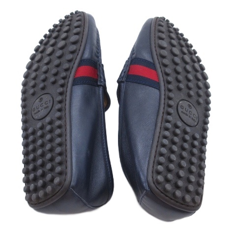 【中古】グッチ GUCCI シャリーライン ドライビングシューズ ブラック 7.5 ■GY62 メンズ