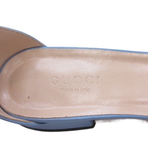 【中古】グッチ GUCCI ホースビット サンダル ローヒール ライトブルー 34 ■GY62 レディース_4