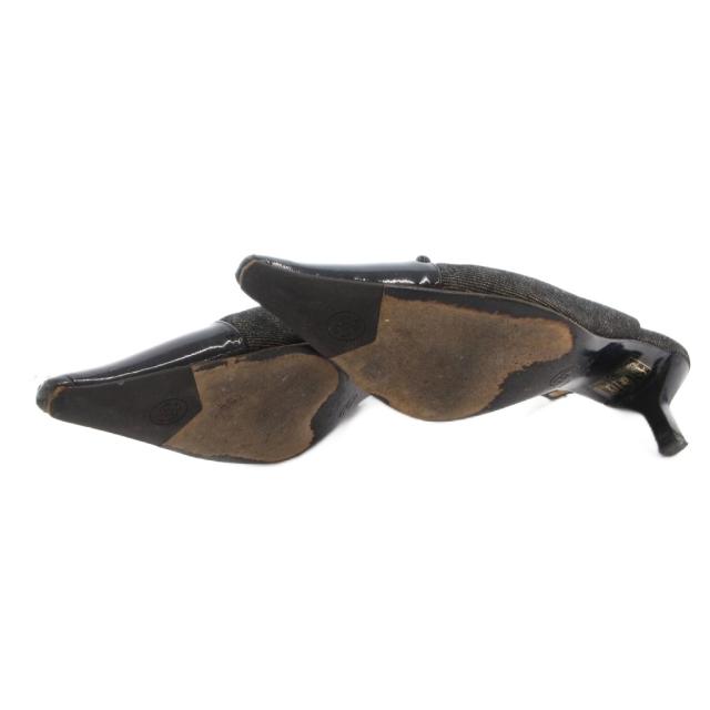 【中古】シャネル CHANEL ミュール ポインテッドトゥ ピン踵 37 黒 黒いこと /FF ■GY62 レディース