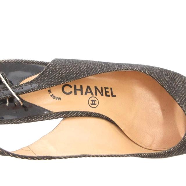 【中古】シャネル CHANEL ミュール ポインテッドトゥ ピン踵 37 黒 黒いこと /FF ■GY62 レディース
