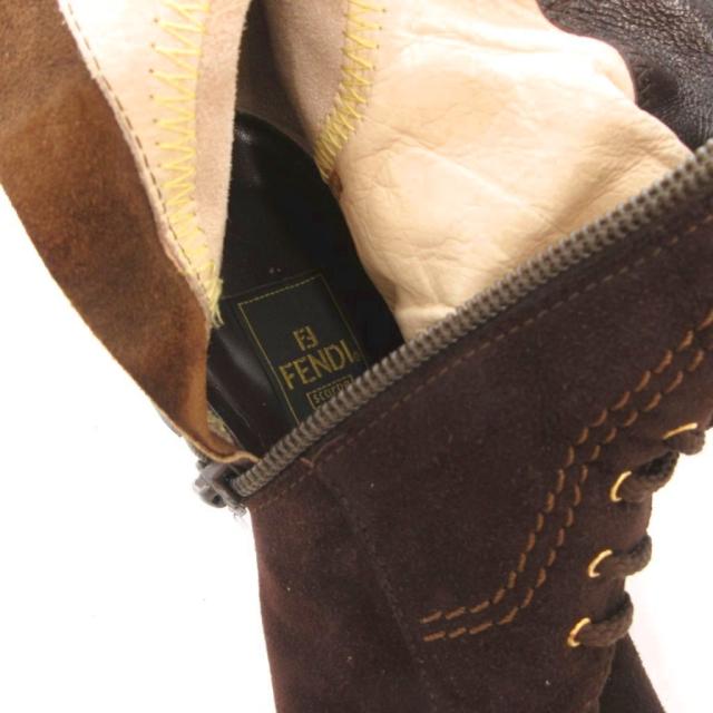 【中古】フェンディ FENDI ロングブーツ スエード レースアップ 36 茶 ブラウン /FF ■GY62 レディース_6