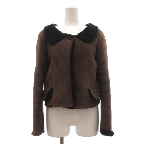 【中古】マルニ MARNI ムートンジャケット 40 ダークブラウン イタリア製 ラウンドカラー /SX ■GY74 レディース