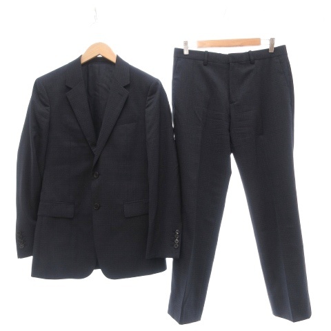 【中古】セオリー Theory スーツ フォーマル テーラードジャケット 036 パンツ 030 紺 ネイビー チェック柄 2B /SX