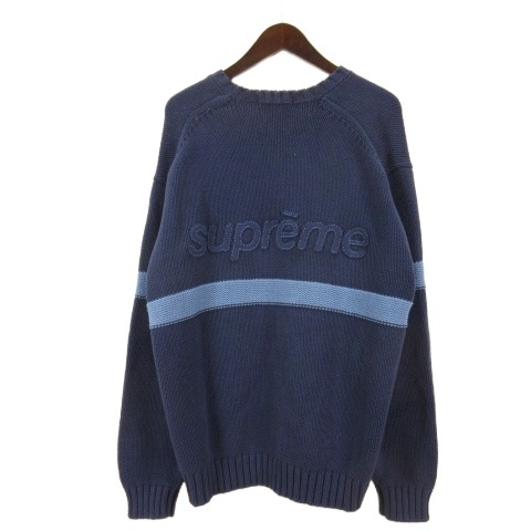 【中古】シュプリーム SUPREME Tonal Applique Sweater ロゴ ニット セーター ニット L ネイビー ☆AA★ メンズ