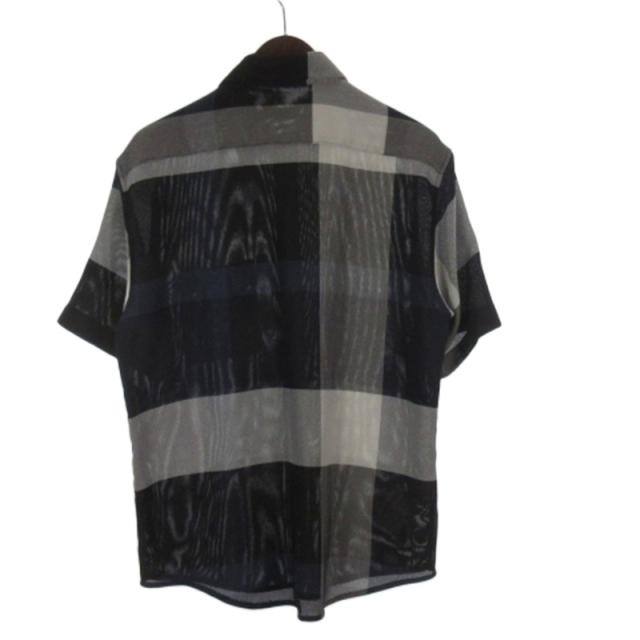 【中古】ブラックレーベルクレストブリッジ BLACK LABEL CRESTBRIDGE チェック シャツ メッシュ 半袖 ブラック ネイビー M メンズ_1