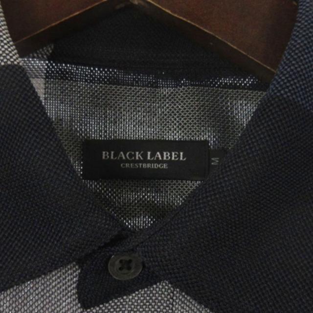 【中古】ブラックレーベルクレストブリッジ BLACK LABEL CRESTBRIDGE チェック シャツ メッシュ 半袖 ブラック ネイビー M メンズ_2