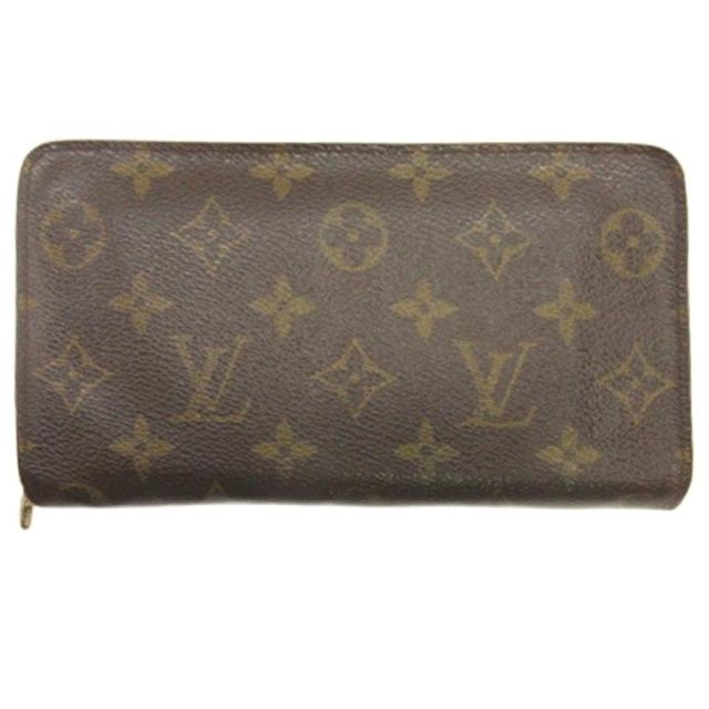 【中古】ルイヴィトン LOUIS VUITTON モノグラム ポルトモネジップ 長財布 M61727 ブラウン メンズ レディース