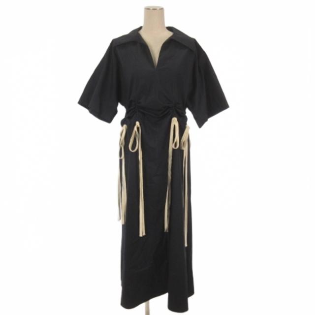 【中古】プランシー PLAN C シャツ ワンピース 五分袖 ロング ネイビー 42 レディース