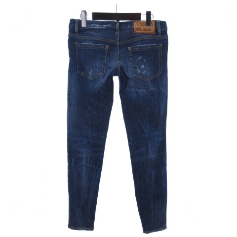 【中古】ディースクエアード DSQUARED2 ダメージ スキニー ジーンズ ジップ デニム パンツ 42 インディゴ メンズ_1